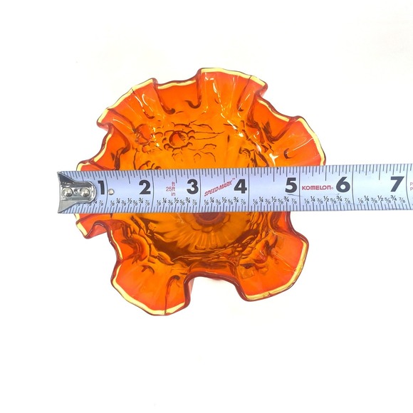 Vtg Fenton Amberina Glass Candy Dish Pedestal Footed Cabbage Rose Pattern - Picture 6 of 7